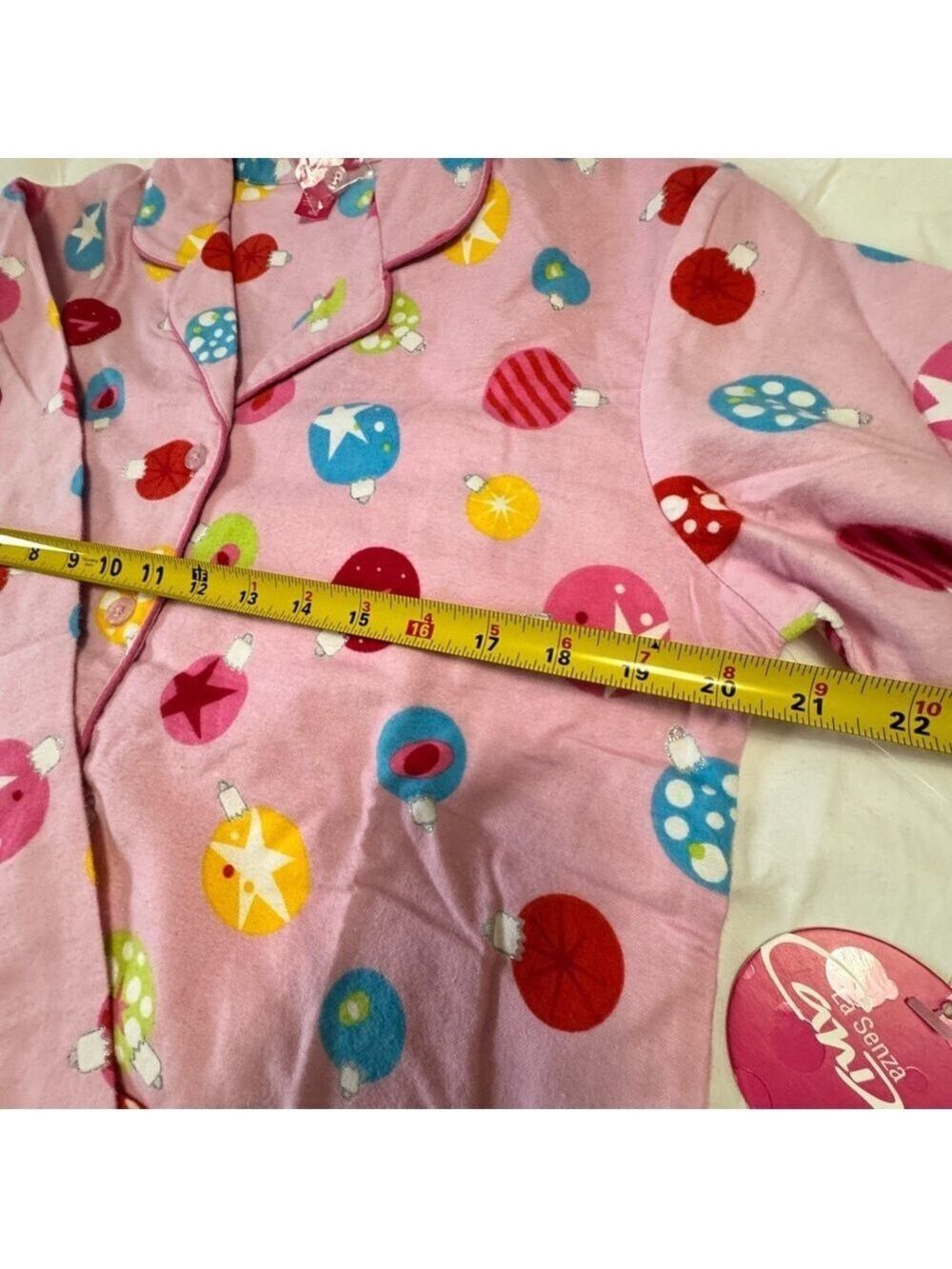 La SENZA Pink Pajama Top with Colorful Patterns Christmas Medium - Picture 7 of 11